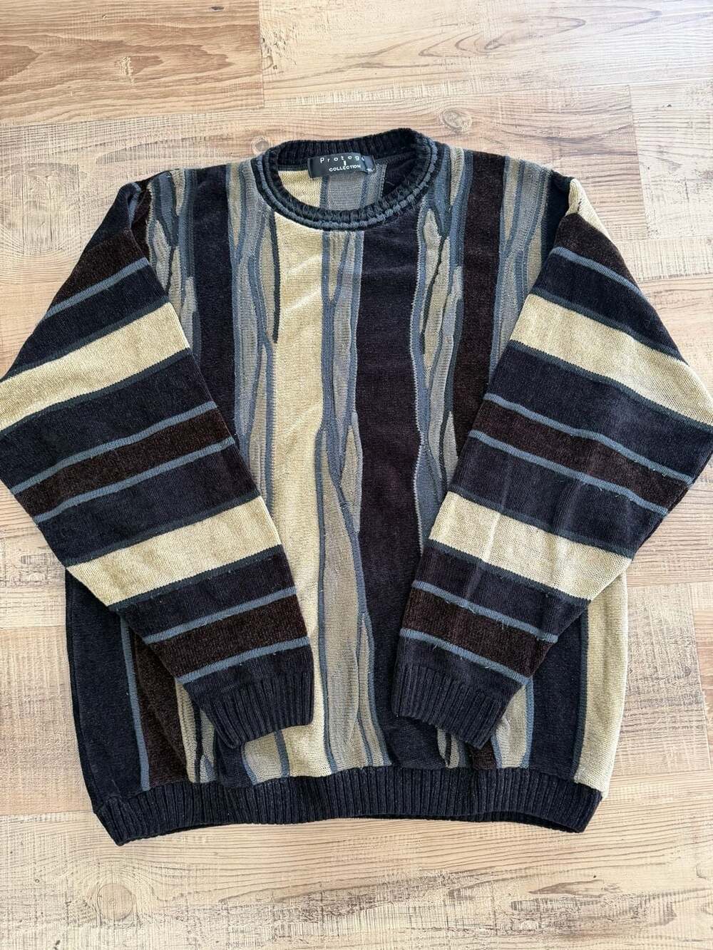 Vintage 90s Protege Collection 3D Knit Textured  Sweater XL Coogie style Y2K